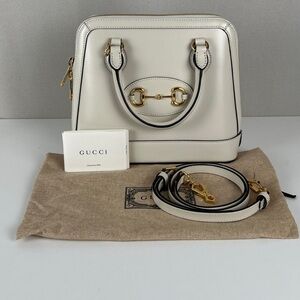 Gucci Cream Satchel with Horsebit Detail